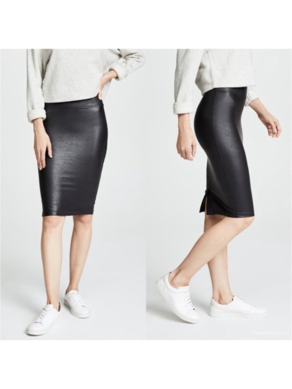 SPANX Black Faux Leather Pencil Skirt NWT